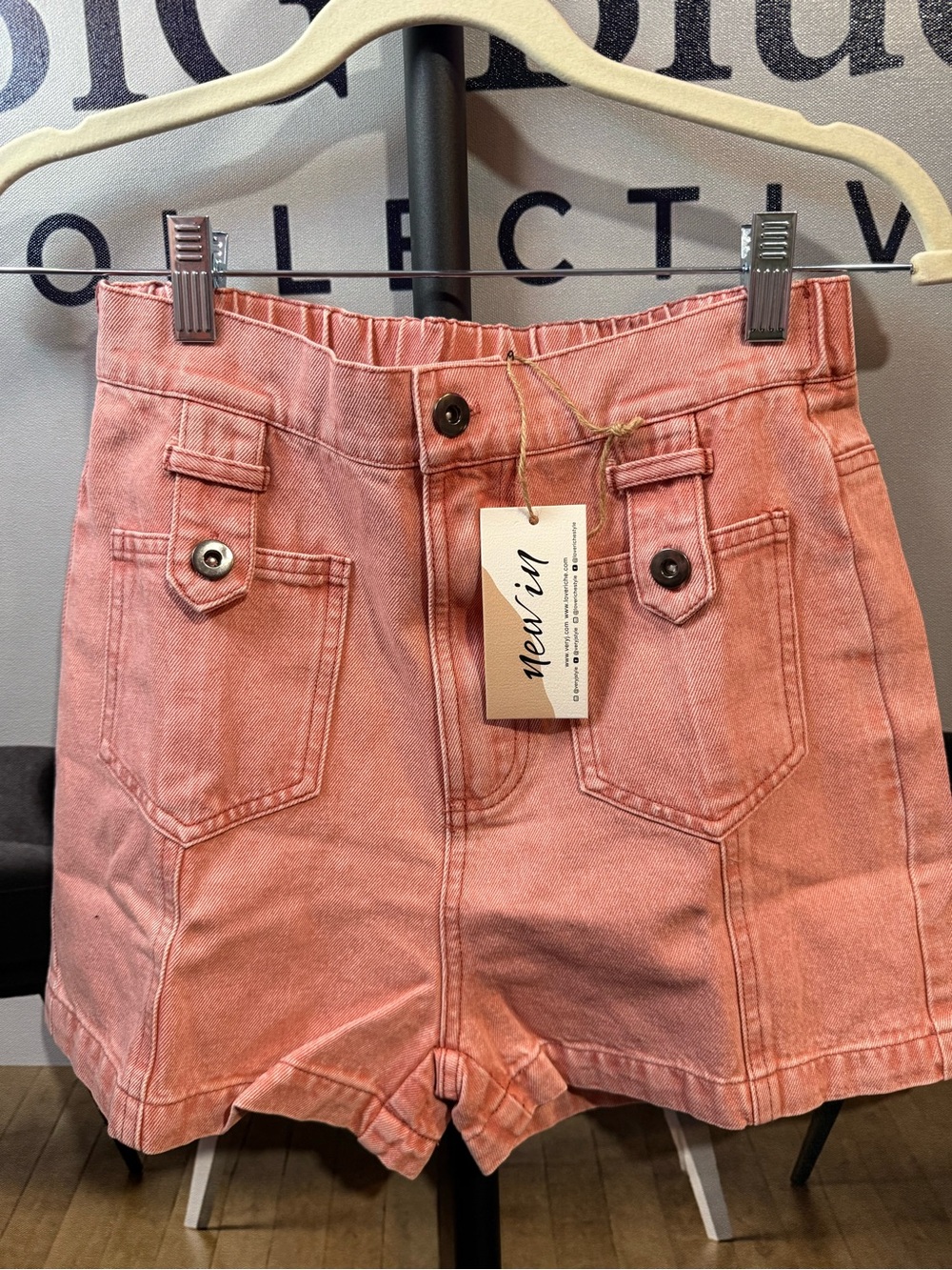 New Era Coral Pink High-Waist Utility Shorts